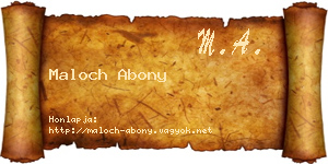 Maloch Abony névjegykártya